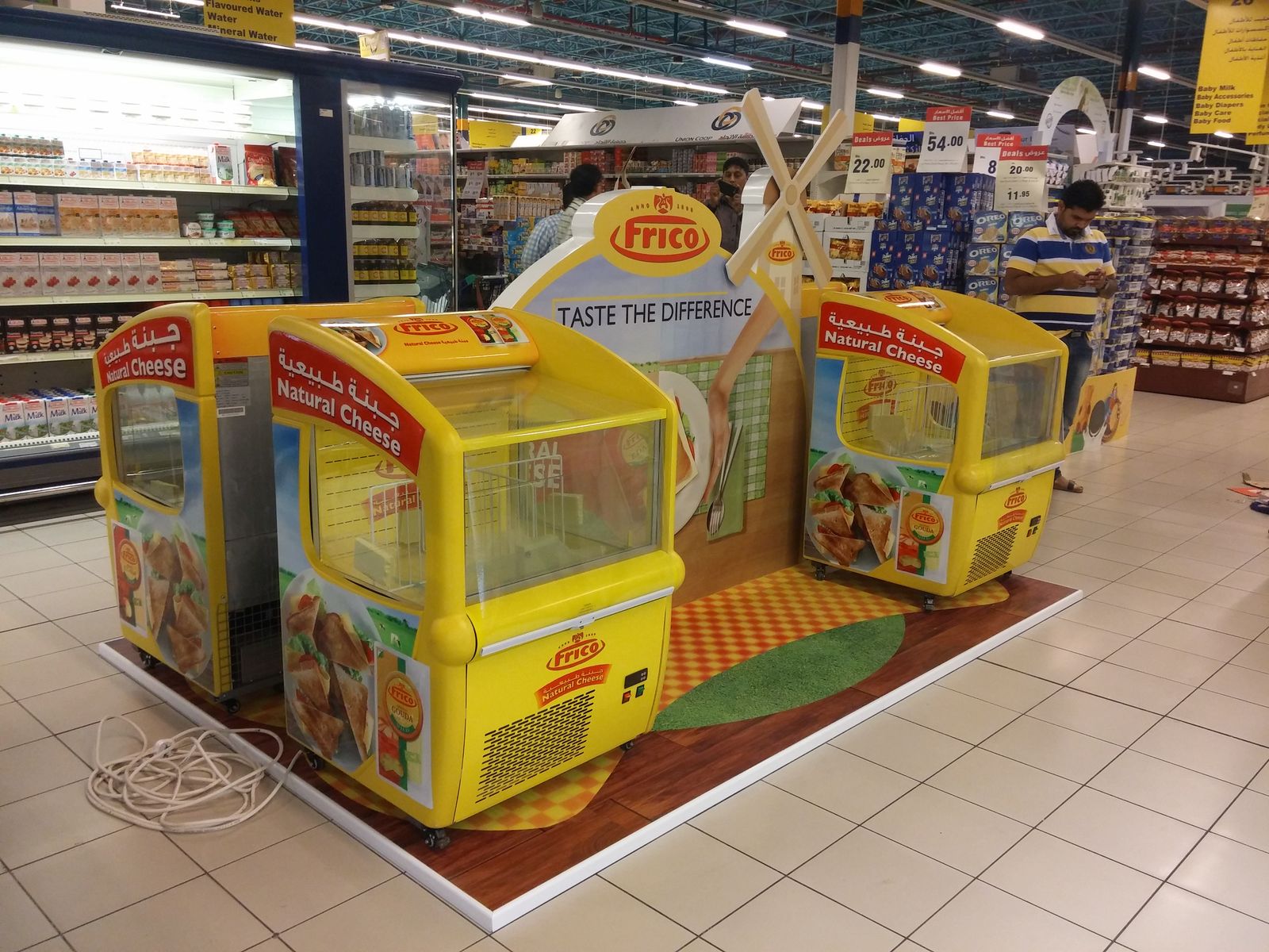 Chiller branding and island displays at Carrefour locations